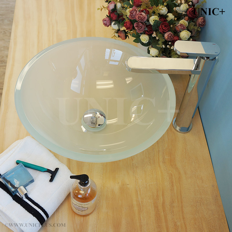 Frosted Tempered Crystal Glass Bathroom Vessel Sink - BVG010 in Vancouver
